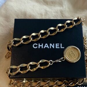 CHANEL Gold Chain Belt with Medallion